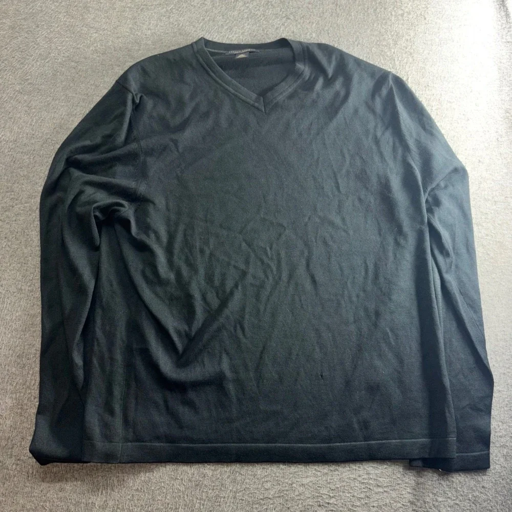 Banana Republic Mens Silk Cashmere V-Neck Sweater Black Large Lightweight Knit L